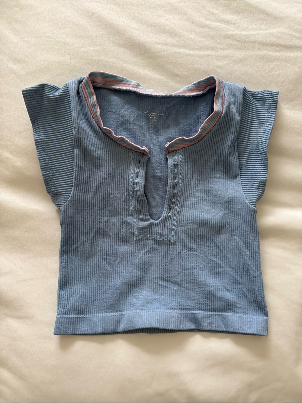 Urban Outfitters Blue V-Neck Crop Top